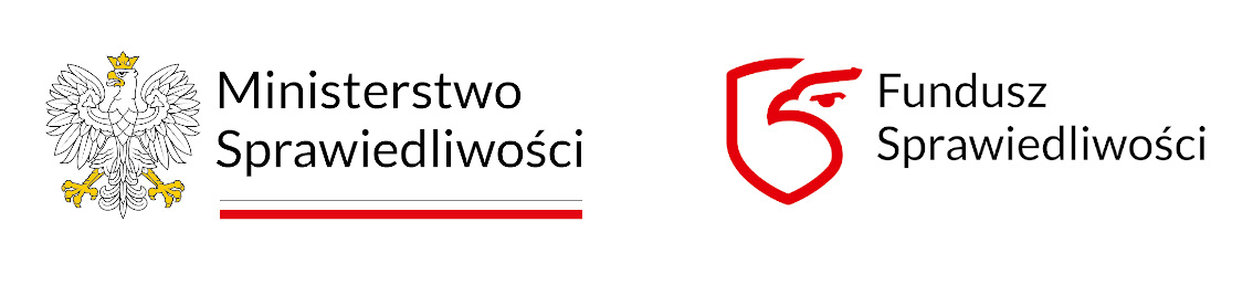 Logo Ministerstwa Sprawiedliwości oraz Funduszu Sprawiedliwości